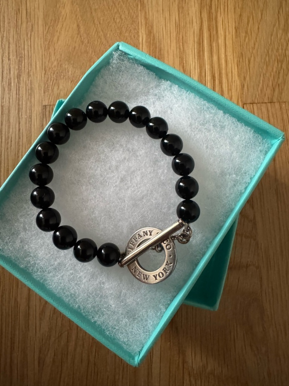 Tiffany & Co. Black Bead Bracelet with Silver Toggle - Picture 3 of 5